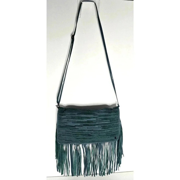 Elliott Lucca Handbags - NWOT Elliott Lucca Melaya Bali '89 Crossbody Fringed Teal Leather/Clutch Bag